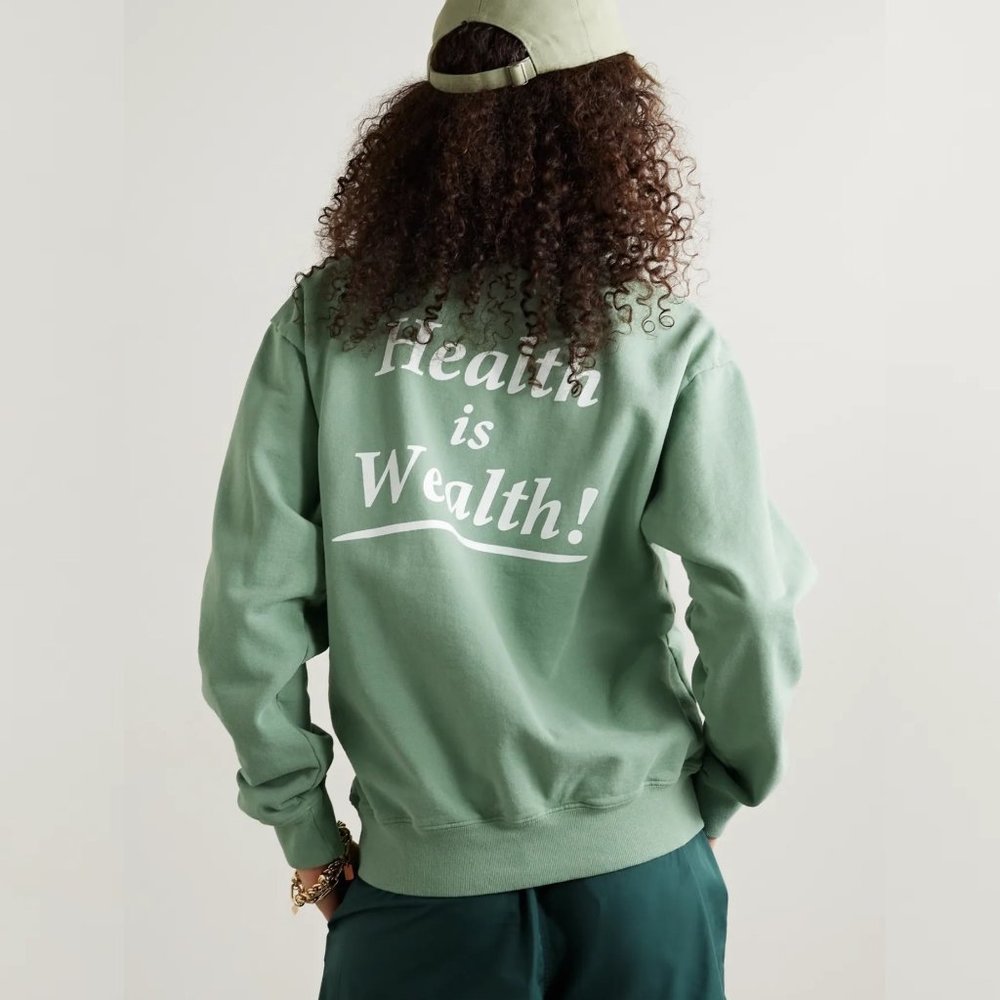 SPORTY & RICH HEALTH IS WEALTH SEA GREEN IVY CREW SZ SMALL